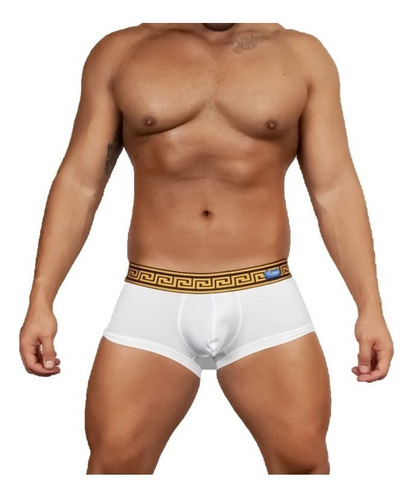 Imagen 1 de 4 de Boxer Sexy Blanco Calzones Hombre Grecas Doradas Brief Zuppo