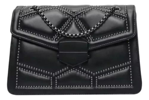 Cartera Importada Brillos (prune Jackie Jo Sarkany) Negro Liso Níquel Cadena