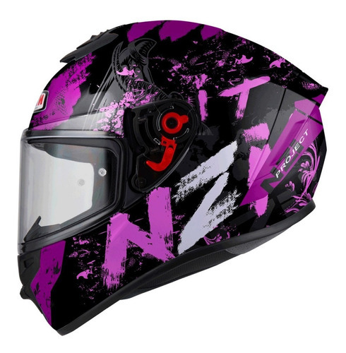 Capacete Feminino Nzi Trendy It Preto Roxo Rosa Tamanho do capacete 55/56 (S)