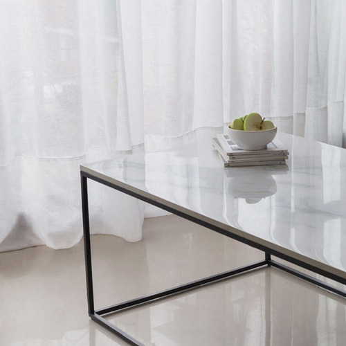 Imagen 2 de 8 de Mesa Ratona Simil Marmol Con Base De Hierro Minimalista