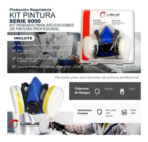 Kit Completo Pintor Libus Semimascara Reutilizable 9000 Orig