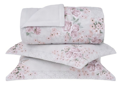 Kit Colcha Solteiro Percal Buddemeyer Antonieta Estamp. 2pç