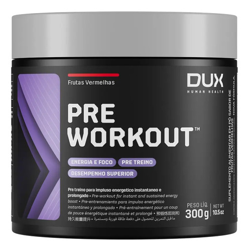 Pre Workout - Pote 300g Dux Nutrition - Sabor Frutas Vermelhas