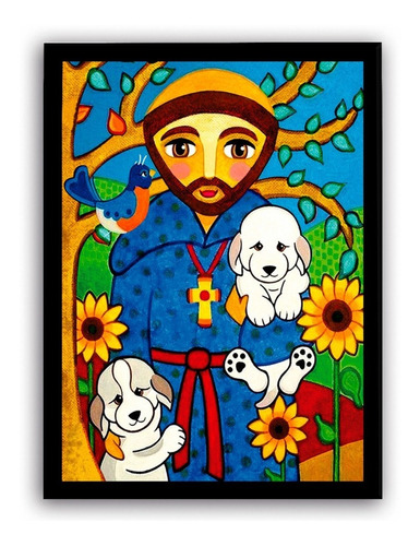 Quadro  São Francisco Cães 50cmx35cm Vinil