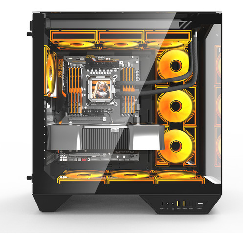 Gabinete Darkflash Dy470 Atx Lujo Vista 330° Con 4 Fans Argb Negro