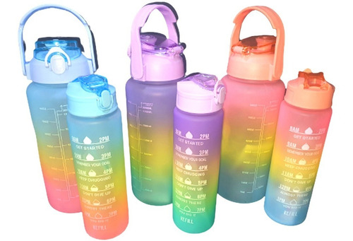 Kit Botellas De Agua Motivacional Tamaño Variado 3 En 1