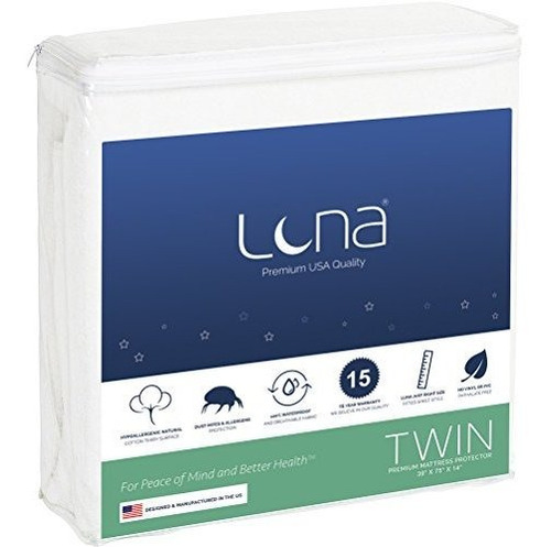 Protector De Colchón Luna Twin, Funda De Colchón Impermeable