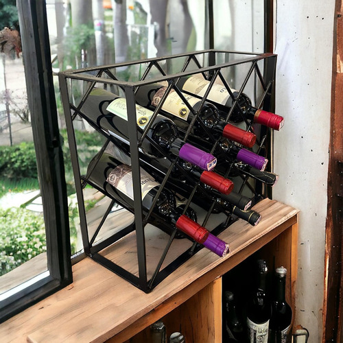 Adega Suporte Para Garrafas Vinho Ferro Estilo Industrial Cd Cor Preto