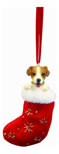 Jack Russell - Figura Decorativa De Navidad Con Diseno De Pa