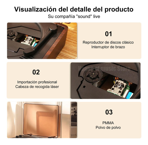 Reproductor Bluetooth De Discos Retro Cd Audio 2000mah