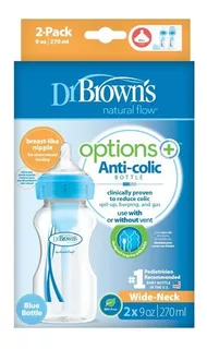 Kit De 2 Biberones Dr Brown´s Options+ Ancho 270ml/9oz 0m+ Azul