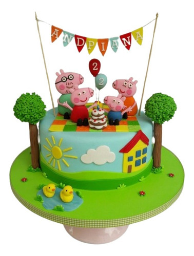 Adornos Para Torta, Temática Peppa Pig En Porcelana