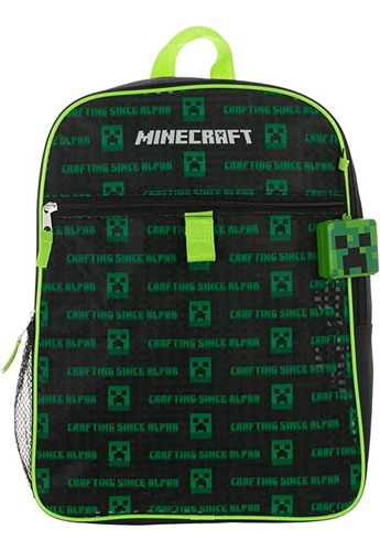 Mochila Set Minecraft Mochila Escolar Creeper Para Niños, Verde Color Negro Y Verde Diseño De La Tela Variado