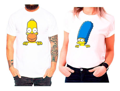 Poleras Dúo Para Pareja Homero Y Marge Simpson Enamorados