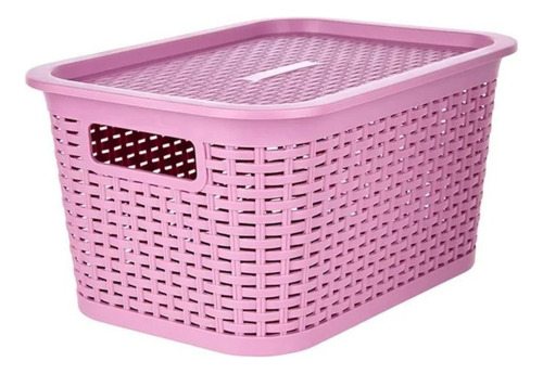 Caja Tejida Plástico Multiusos Modelo Ratán 8 Lts 29x21x15