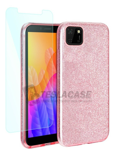 Carcasa Huawei Y5p Brillante Rosada + Lamina De Regalo