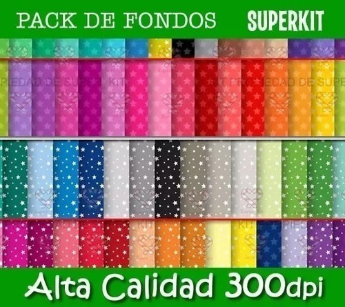 Kit Imprimible Pack De Fondos Estrellas 300 Dpi Clipart