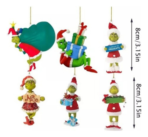 Hu 6 Adornos Colgantes For Árbol Navidad Con El Muñeco