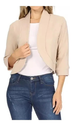 Chaqueta Superior Blazer Corto Cárdigan De Manga Larga