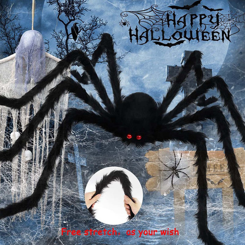 Araña De 2 Metros Y 2 Accesorios De Decoración De Halloween