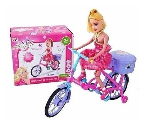 Brinquedo Boneca Barbie Na Bicicleta Com Som E Led Menina