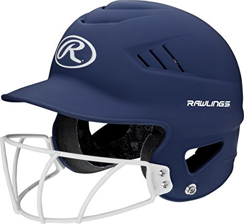 Casco De Bateo Rawlings Con Protector Facial | Azul Mate