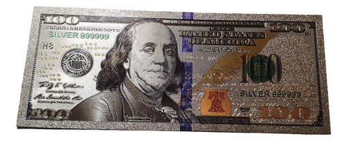 Billete Coleccionable 100 Dolares Color Plata Especial Hot