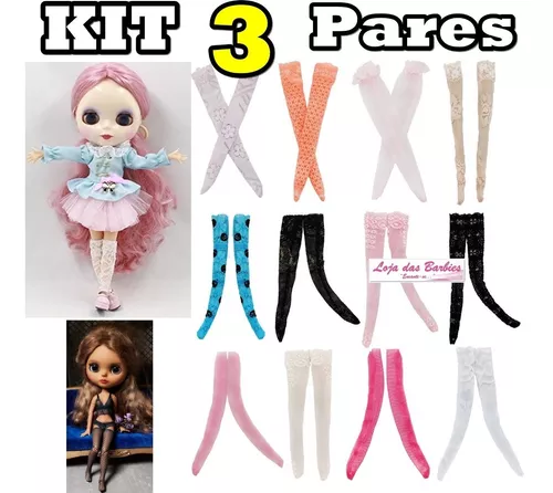 Meias coloridas de alta resiliência, meias de meia-calça, roupa, acessórios  de boneca, para barbie blyth xinyi fr2, brinquedo de boneca pp - AliExpress