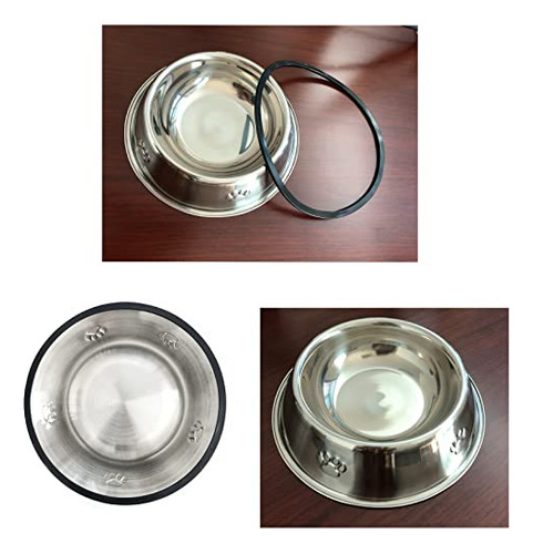 2 Cuencos De Acero Inoxidable Para Perros, Base De Goma, Xl-