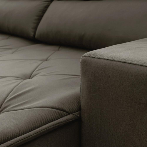 Sofá belga retráctil/reclinable de 1,80 m Velut Tobacco con muelles de color marrón claro