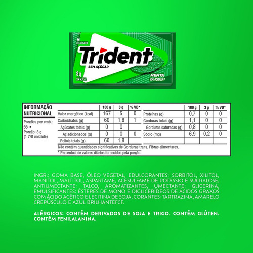 Trident Menta Com 21 Unidades 8g