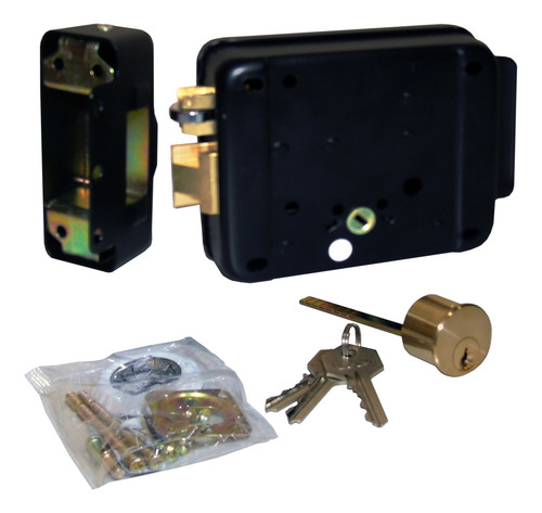 Kit 3 Chapas Eléctrica Apertura Interna Botón Alta Seguridad Color Negro