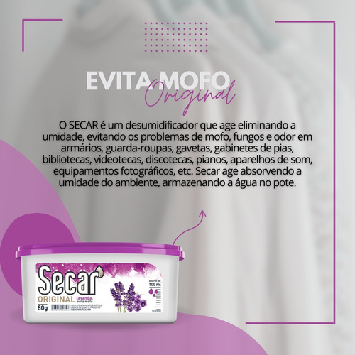 4 Unid. Anti Mofo Secar 80g Lavanda Desumidificador Gavetas