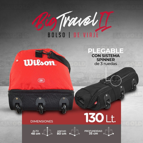 Imagen 3 de 10 de Bolso Wilson Deportivo Viaje Urbano Fitness Bolsillo Gym