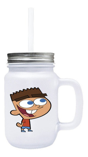 Vaso Vidrio Con Pitillo Dibujos Animados P1 R363