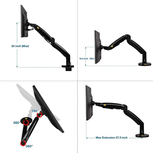 Imagen 2 de 6 de Soporte De Escritorio Con Piston Neumatico 22 A 35 Monitor