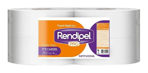 Papel Higienico Institucional Rendipel 250 Mt Doble Hoja X4 