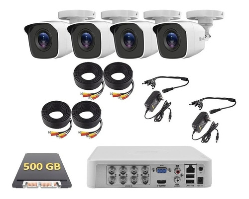 Kit Circuito Cerrado Dvr 8 4 Camaras 720p Fuente 500gb