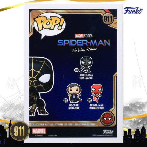 Imagen 6 de 8 de Funko Pop Spider Man Negro Dorado #911 No Way Home Original