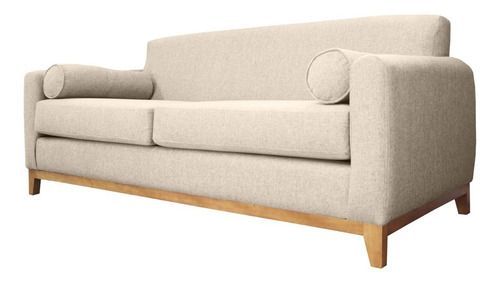Sofá Meli 3 Cuerpos Chenille Tipo Lino Beige