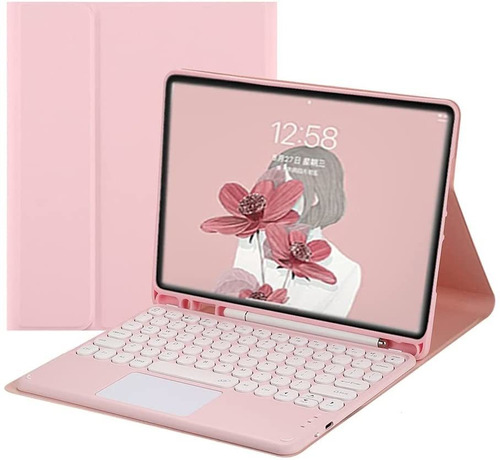 Funda Soporte Teclado Tapa Rosa Para Galaxy Tab S6 Lite