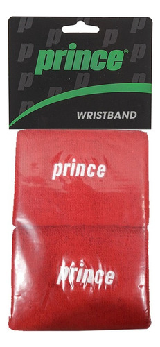 Muñequera Prince Rojo Logo Blanco Tenis Padel Squash