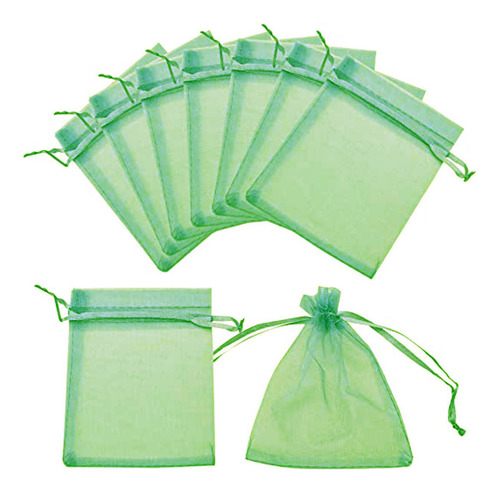 Bolsa De Organza, Mxpnl-004, 4 Pzas, Tela, Verde Claro, Bols Color Verde claro PouchyLemon