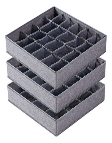 3 Organizadores De Cajones Para Calcetines, Gris