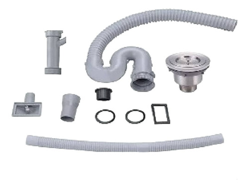 Kit Sifon Lavaplato Moderno + Cesta Fregadero Acero Inox