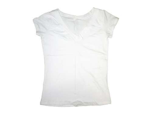 Franela Camisa Blanca Cotton-licra Dama Cuello V Oferta