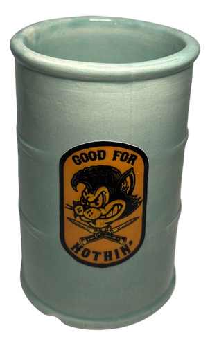 Taza Barril 200l Cerámica 450ml Diferentes Colores Y Logos Verde Claro Good For Nothin´