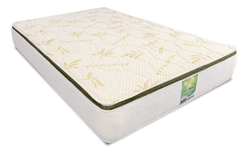Colchon Queen Size Memory Foam Resortes Bamboo Bio Mattress Color Blanco/Verde
