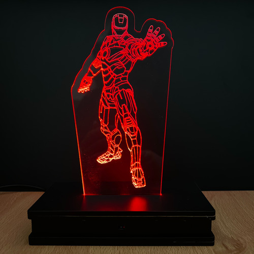 Lampara Led 3d Rgb Holograma Con Control Iron Man Vengadores