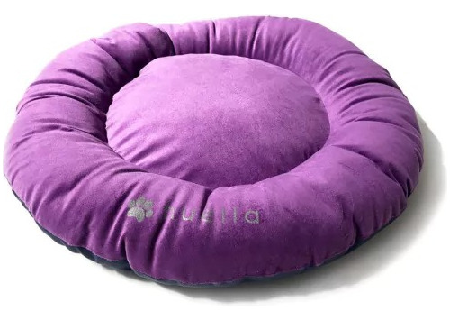 Colchon Cama Circular Purpura Para Perros Mascotas 55x55 Cm